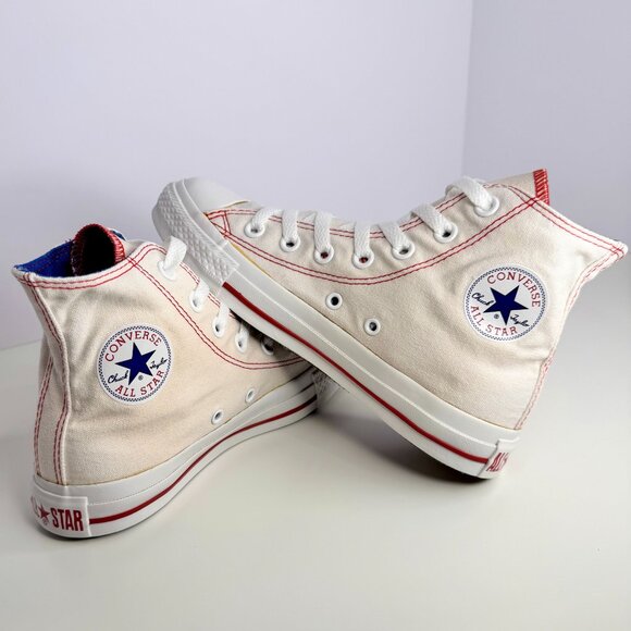 Pre-2003 New Converse Chuck Taylor All-Stars SZ M4/W6 White/Red Trim/ Blue Inner - Picture 10 of 11